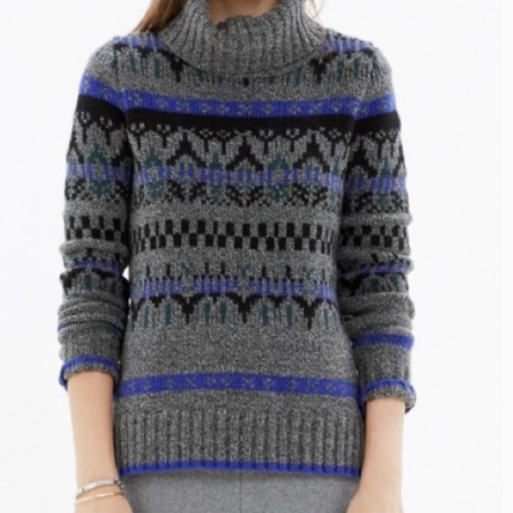 Madewell Ice Blue Fair isle Turtleneck Sweater